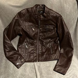 Fashion Nova Chocolate Faux Leather Moto Jacket